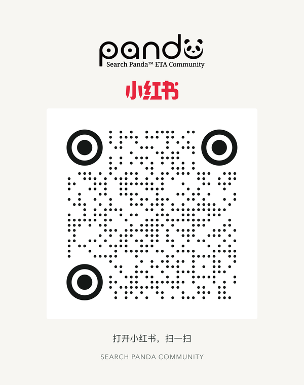 Search Panda 小红书关注卡，打开小红书扫描二维码